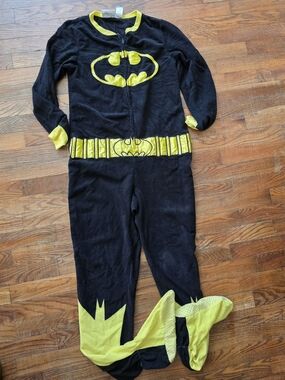 Women's Black & Yellow Batman Fleece Onesie Pajamas